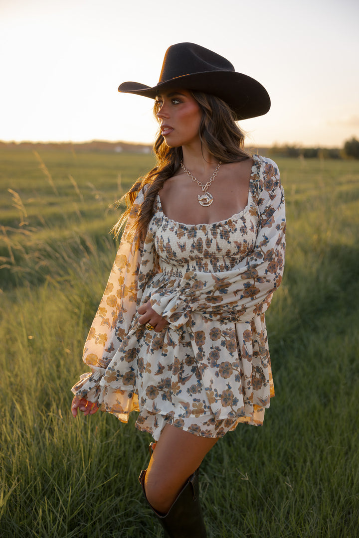 Saddle Bloom Floral Romper PRE ORDER 9/25