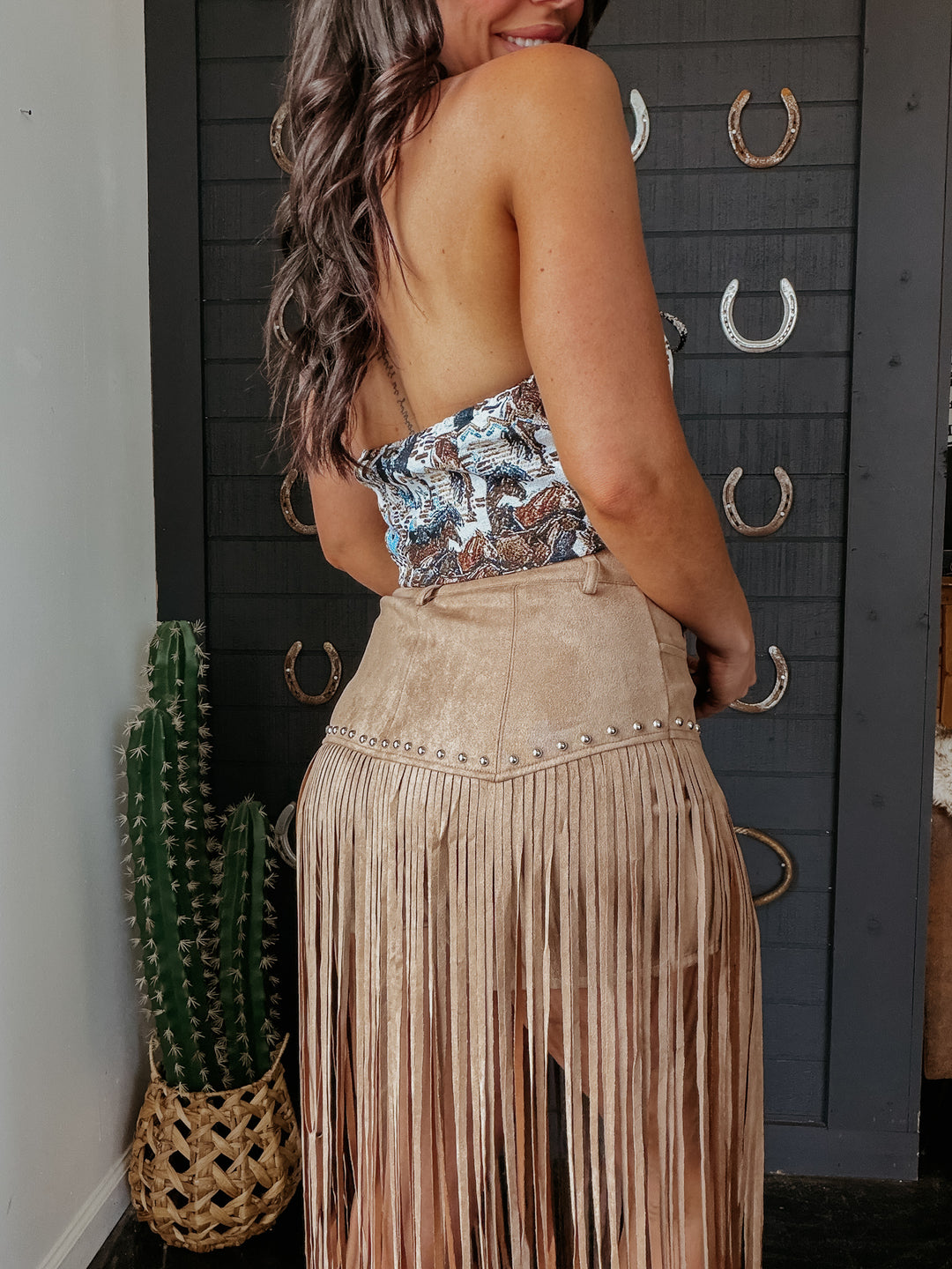 County Line Fringe Shorts - Tan