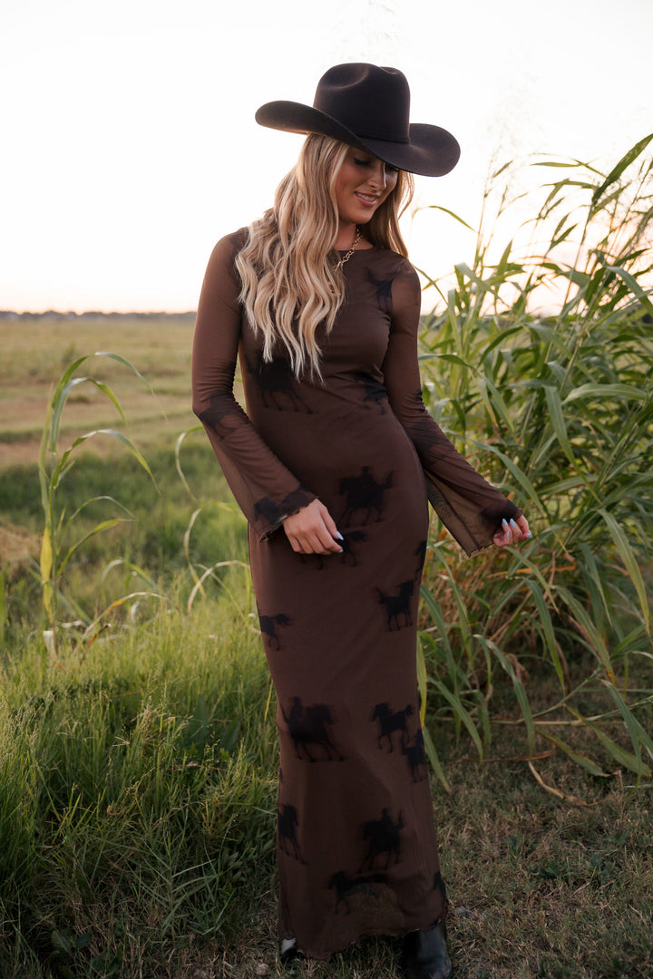 Equestrian Mesh Maxi Dress