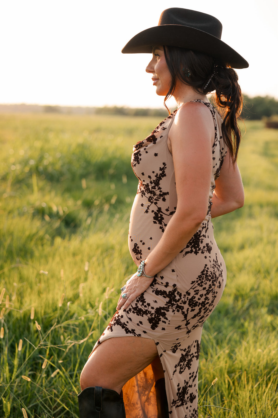 Canyon Bloom Cowl Neck Maxi Dress