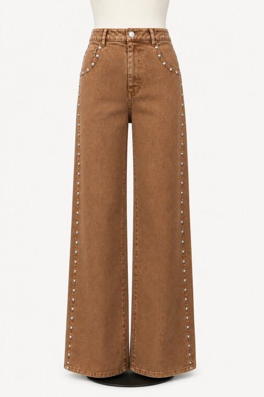Studded Saddle Wide Leg Pants PRE ORDER 10/20