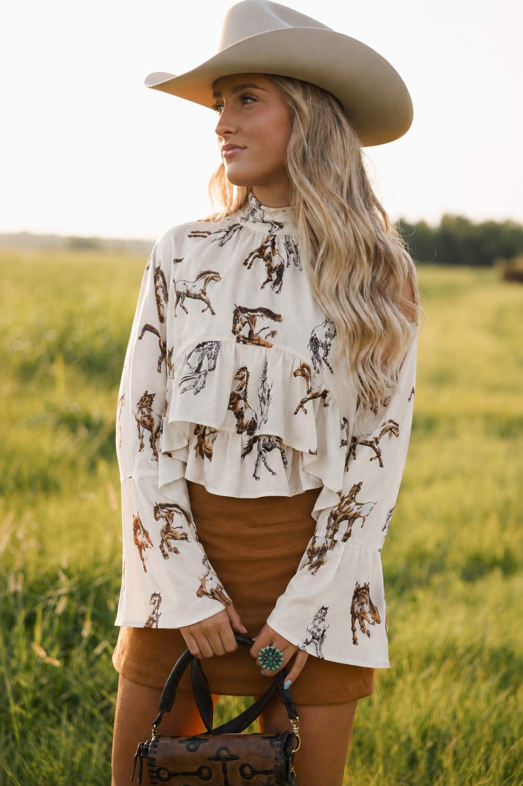Wild Horses Ruffle Horse Top