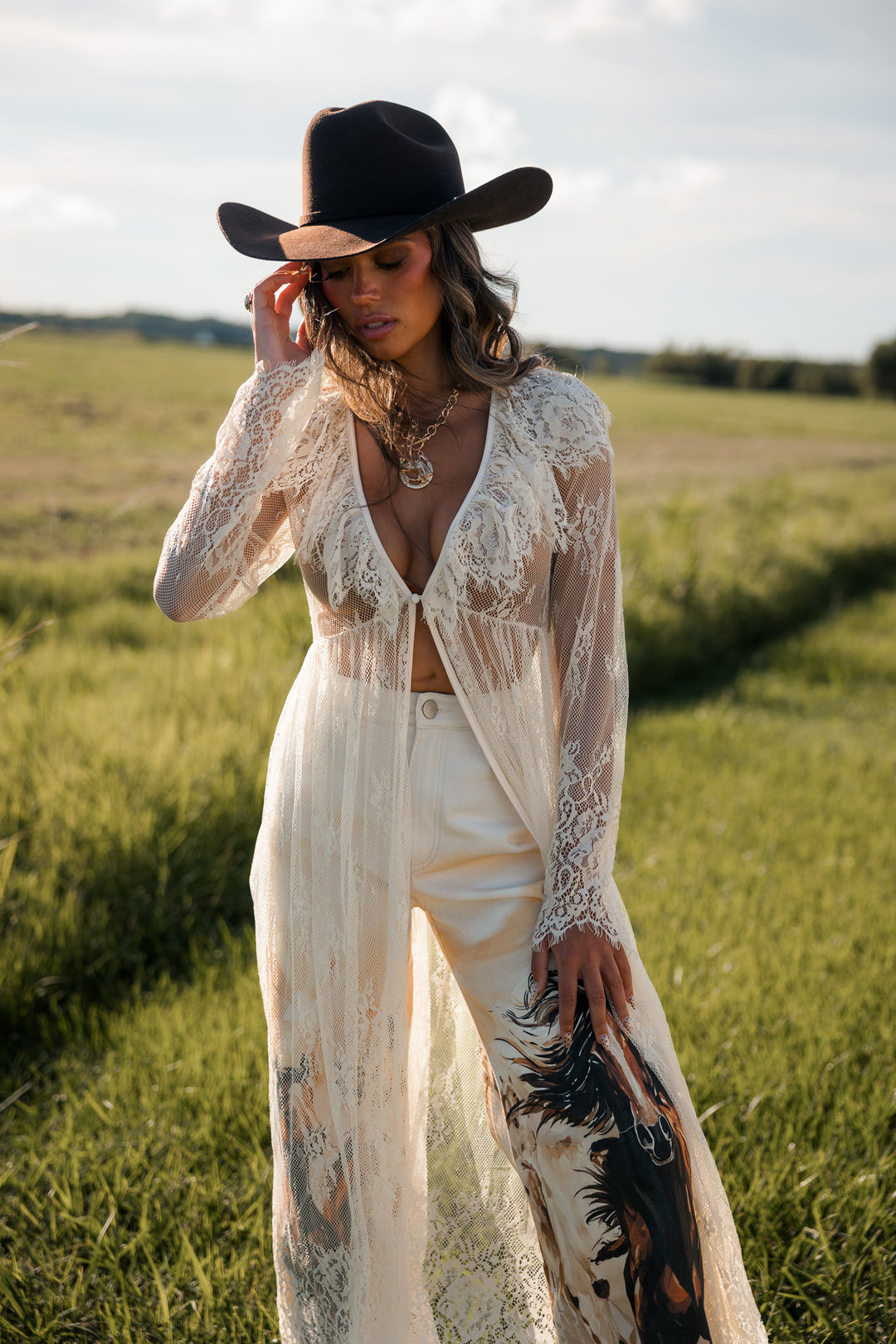 Ivory Lace Duster Top