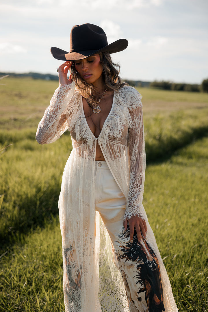 Ivory Lace Duster Top