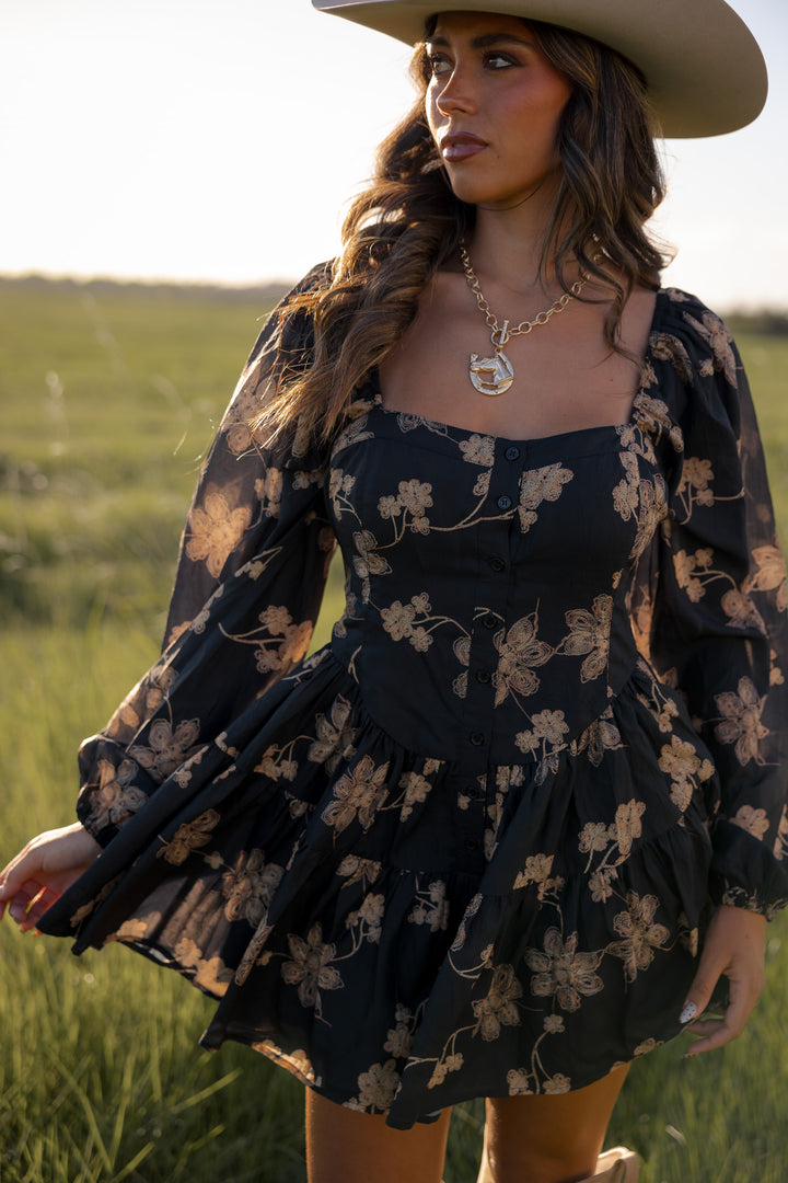Black Floral Corset Romper PRE ORDER 9/25