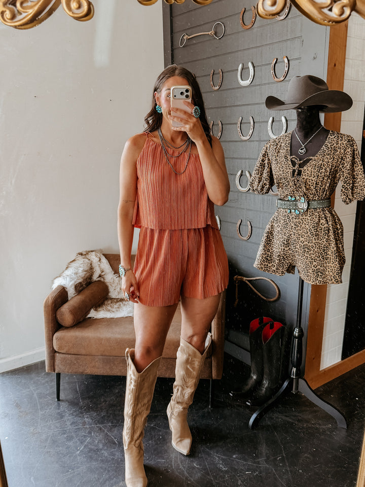 Dusty Rose Pleated One-Shoulder Romper