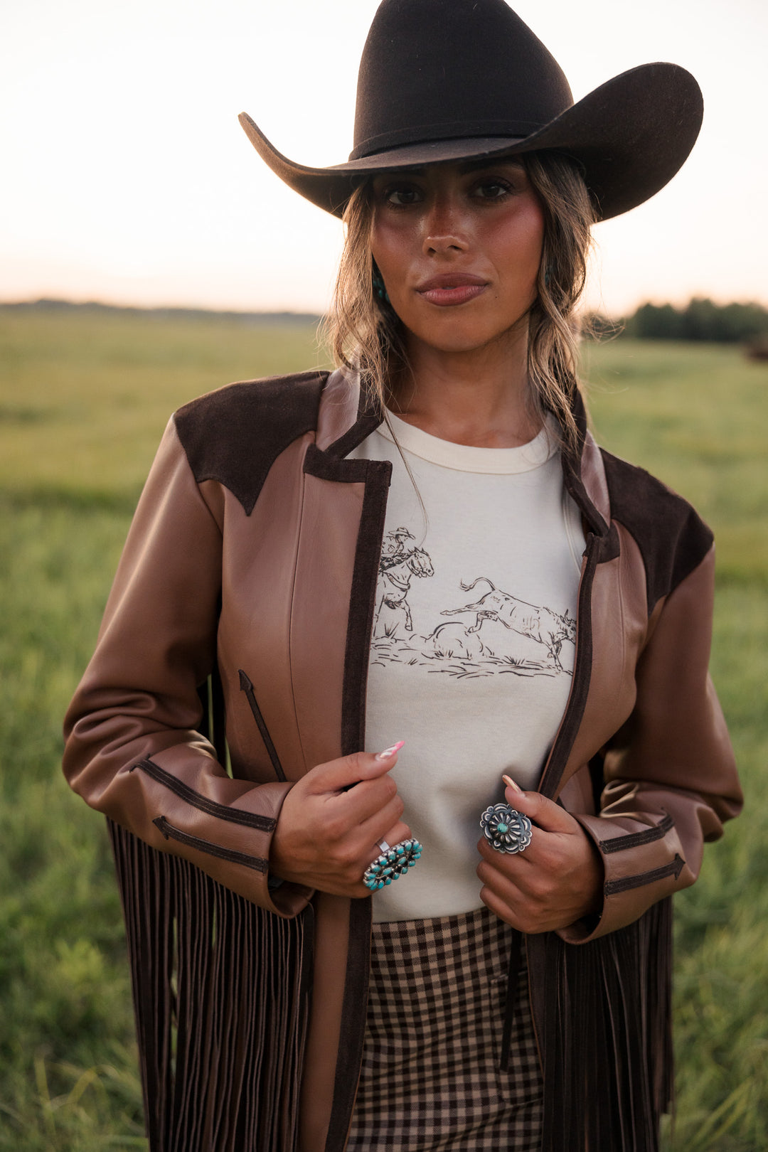 Double Down Longline Blazer - Brown Leather