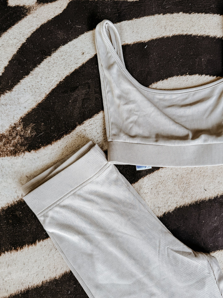 Gray Ribbed Legging Lounge Set