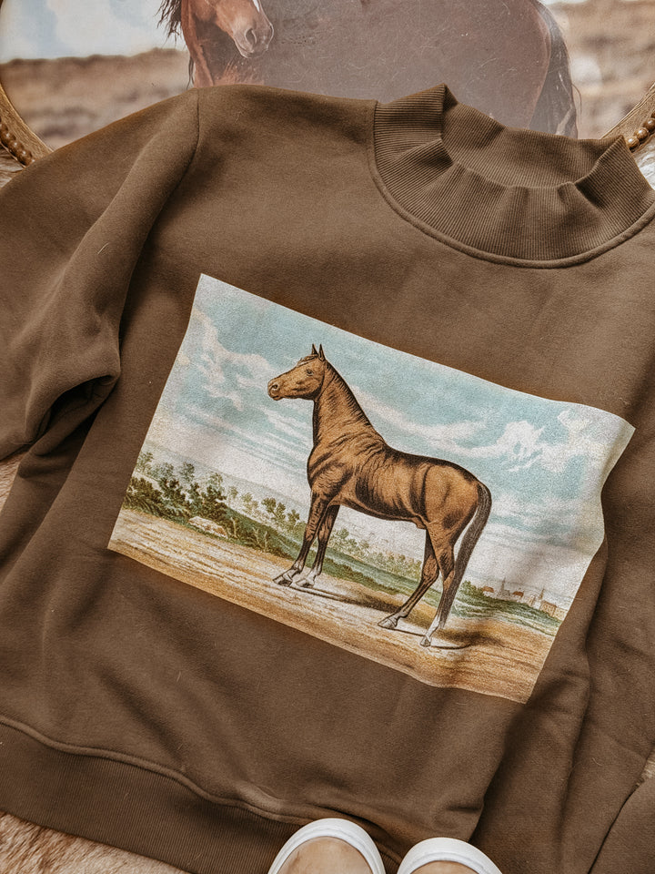 Vintage Horse Mock-Neck Sweatshirt