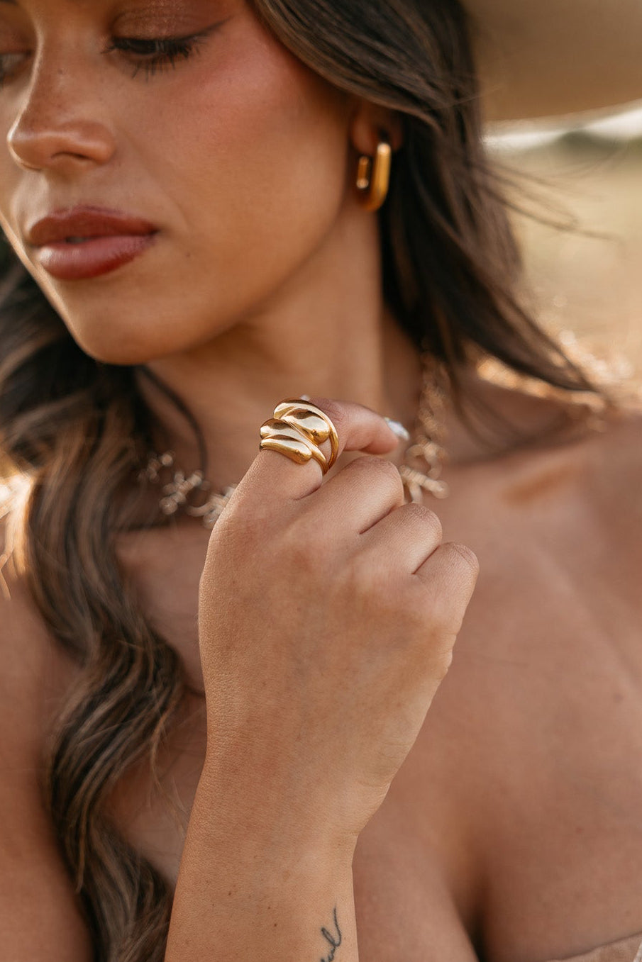 Size 7 Saddle Dome Ring - Gold Stainless Steel