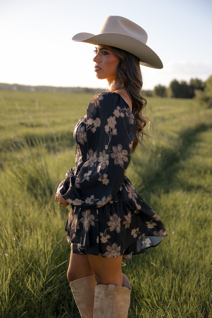 Black Floral Corset Romper PRE ORDER 9/25