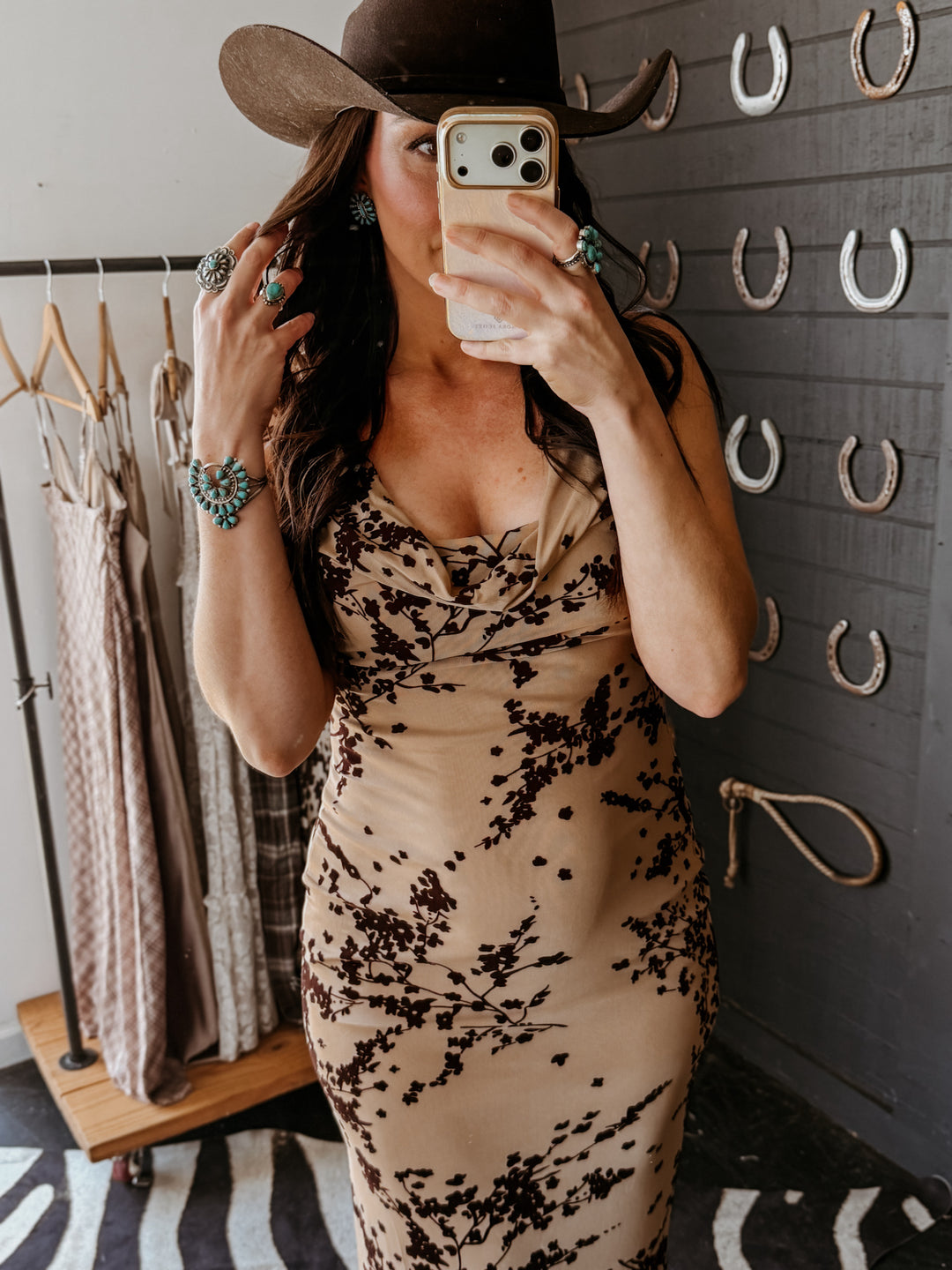 Canyon Bloom Cowl Neck Maxi Dress