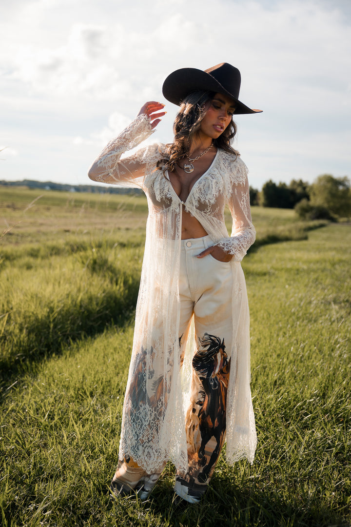 Ivory Lace Duster Top