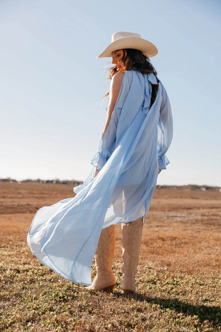 Dove Blue High-Low Halter Dress