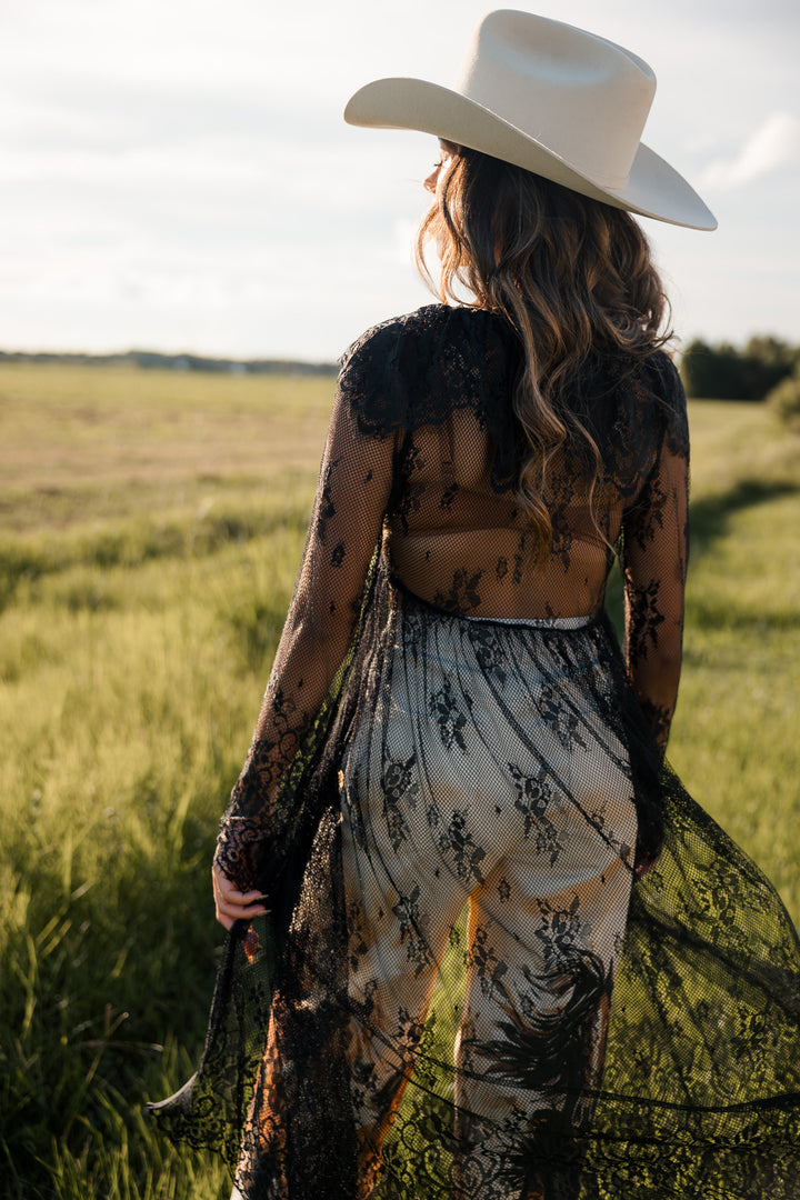 Black Lace Duster Top