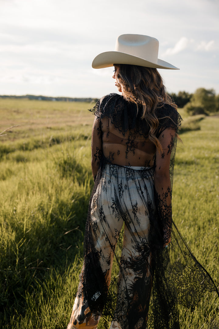 Black Lace Duster Top