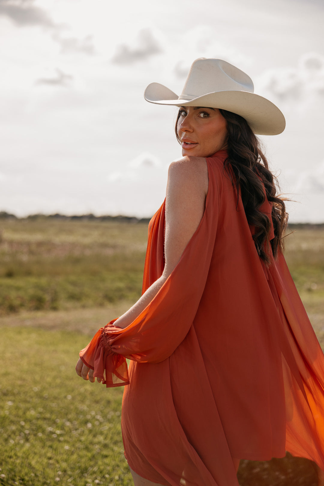 Rust High Low Halter Dress