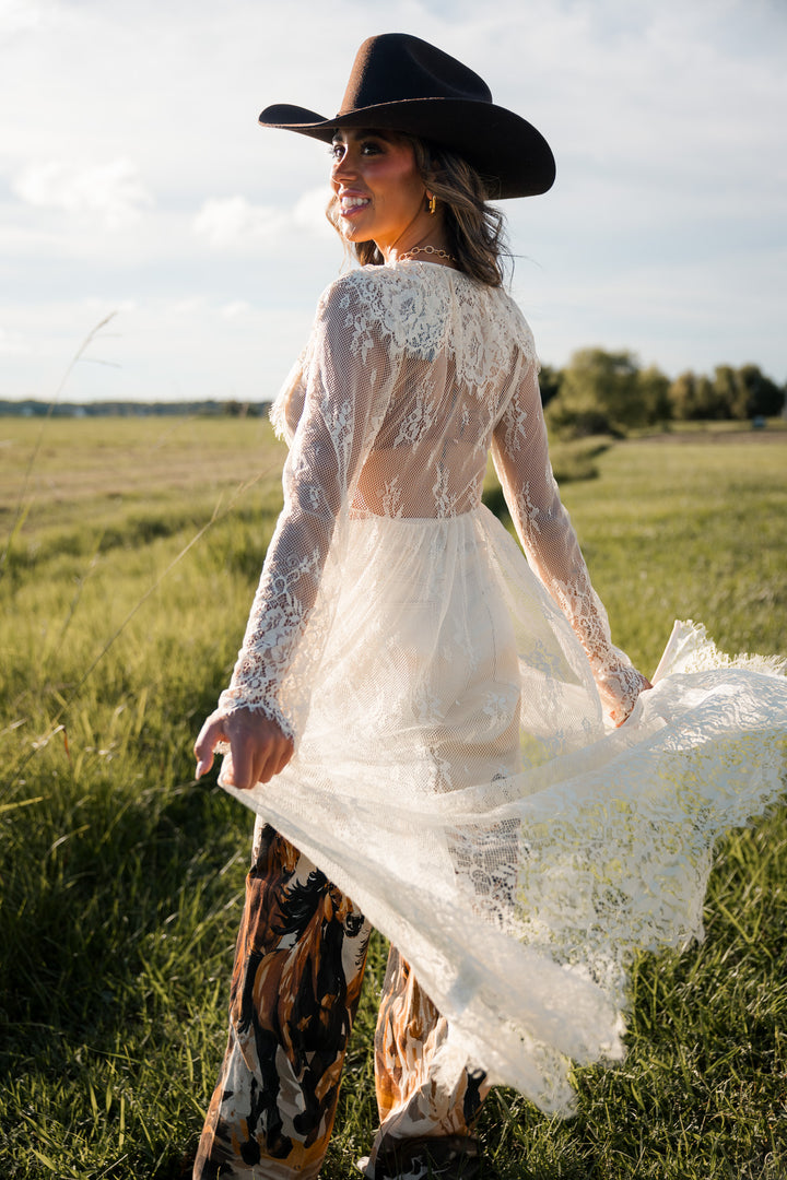Ivory Lace Duster Top