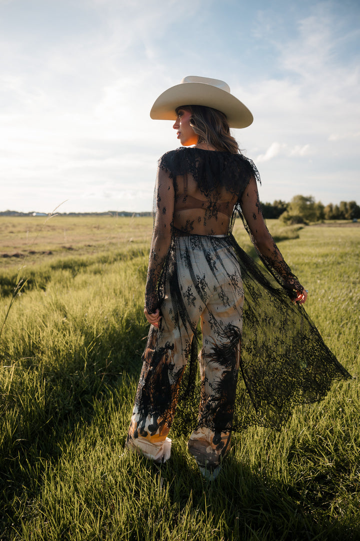 Black Lace Duster Top