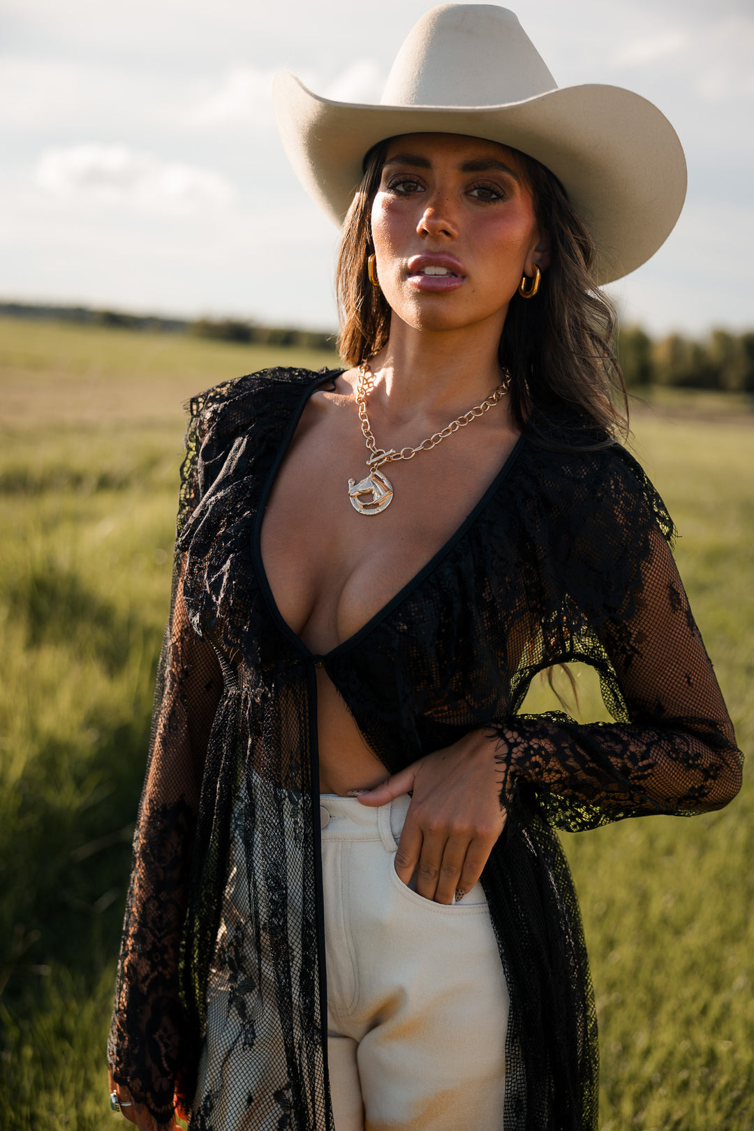 Black Lace Duster Top