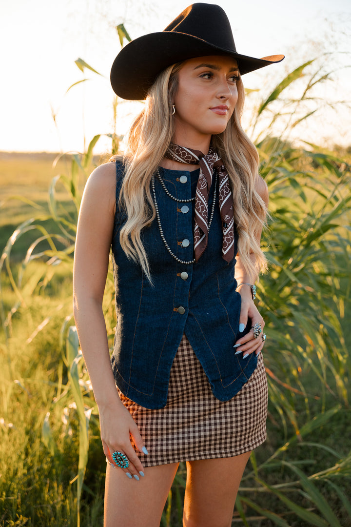 Prairie Gingham Skort
