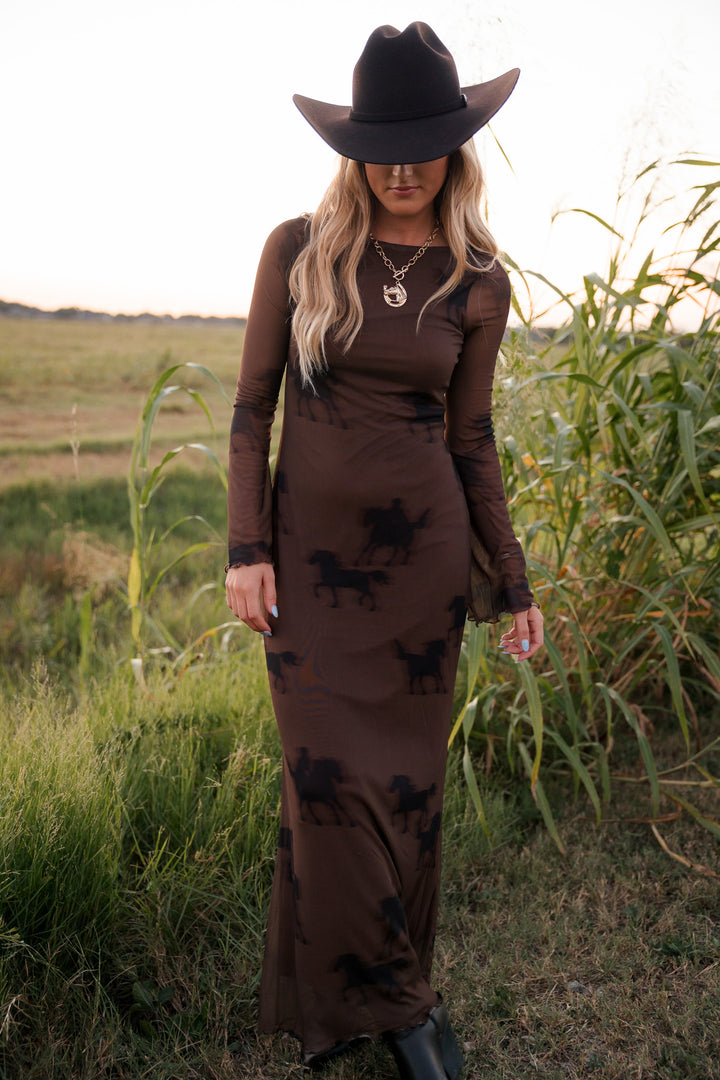 Equestrian Mesh Maxi Dress