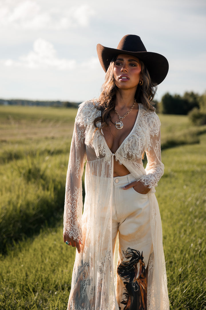 Ivory Lace Duster Top
