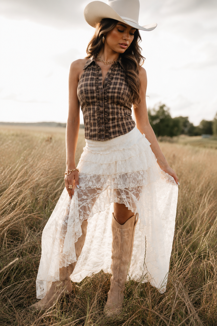 Lace Tiered Maxi Skort