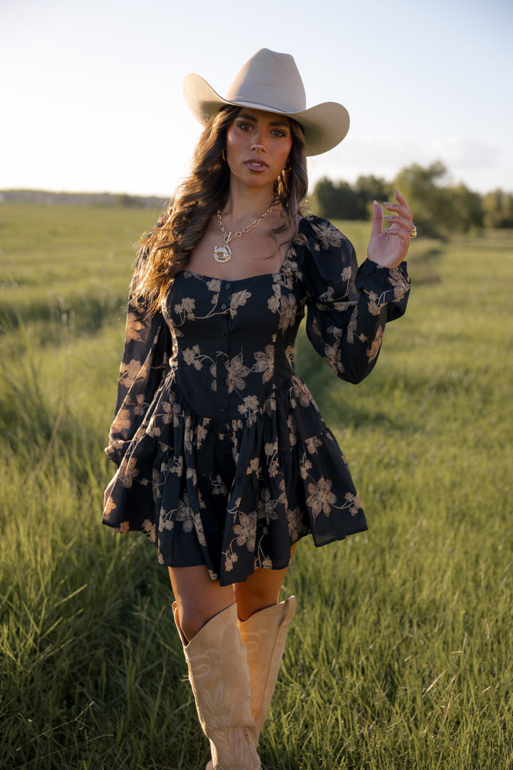 Black Floral Corset Romper PRE ORDER 9/25