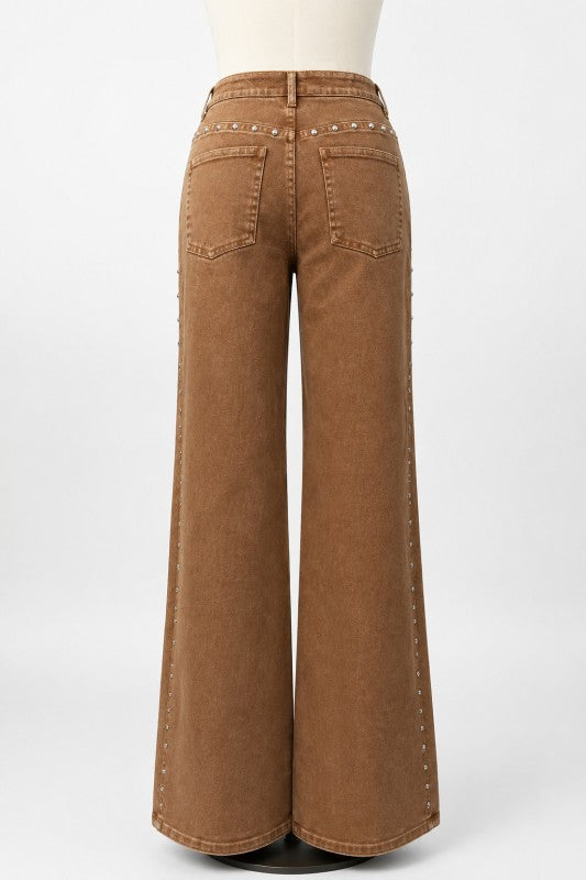Studded Saddle Wide Leg Pants PRE ORDER 10/20