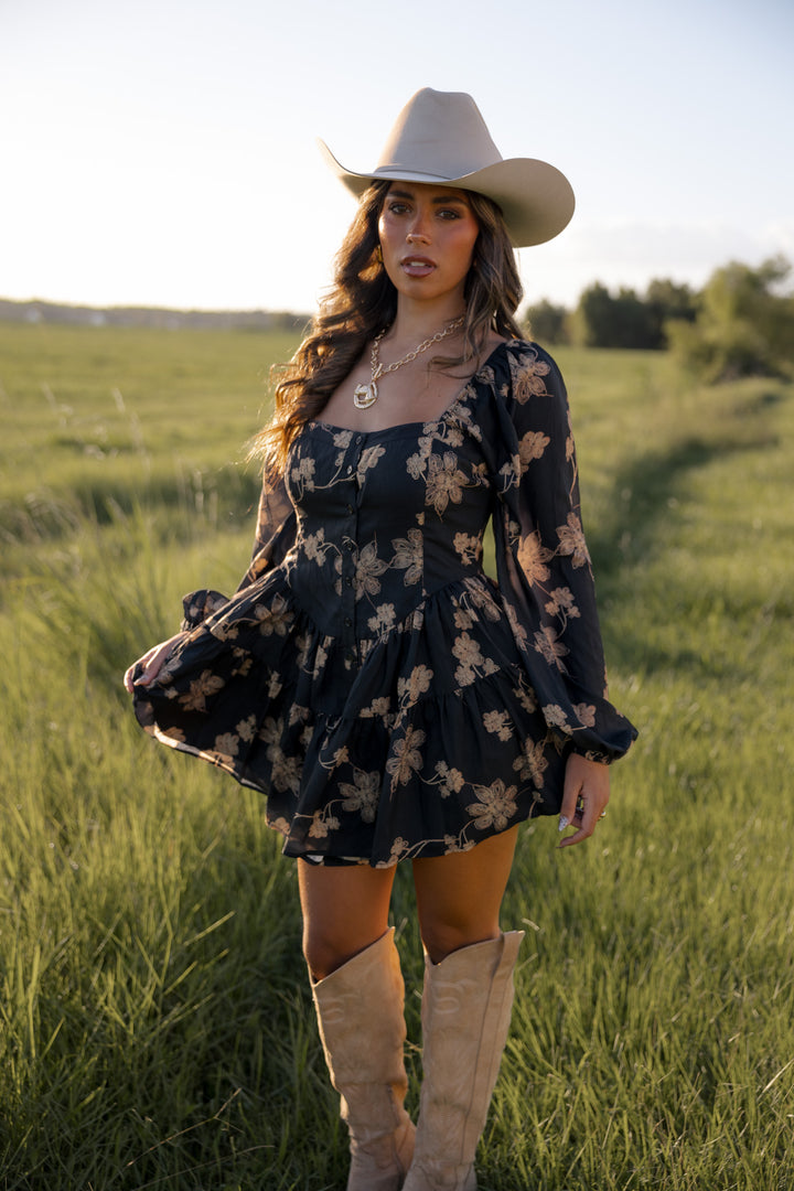 Black Floral Corset Romper PRE ORDER 9/25