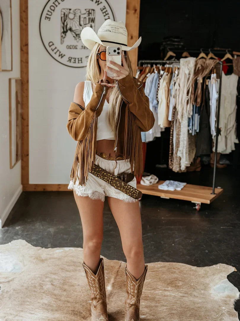 Stud &amp; Grommet Belt - brown