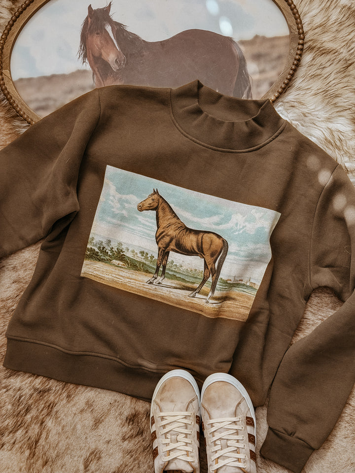 Vintage Horse Mock-Neck Sweatshirt