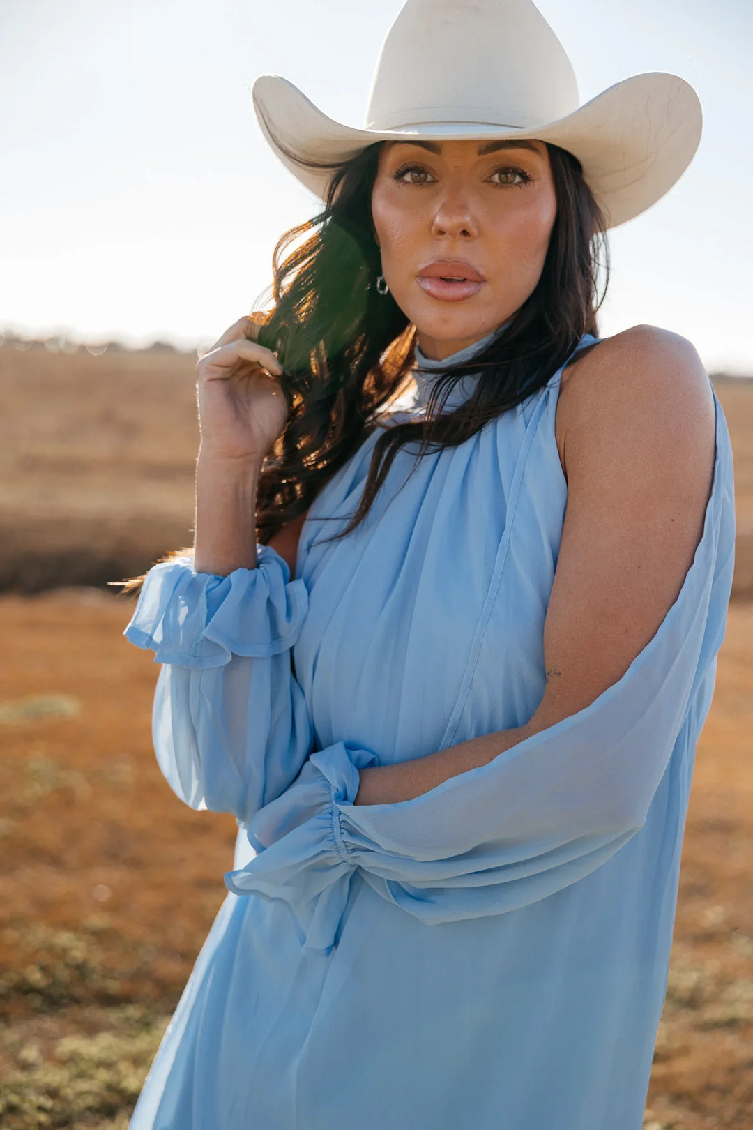 Dove Blue High-Low Halter Dress