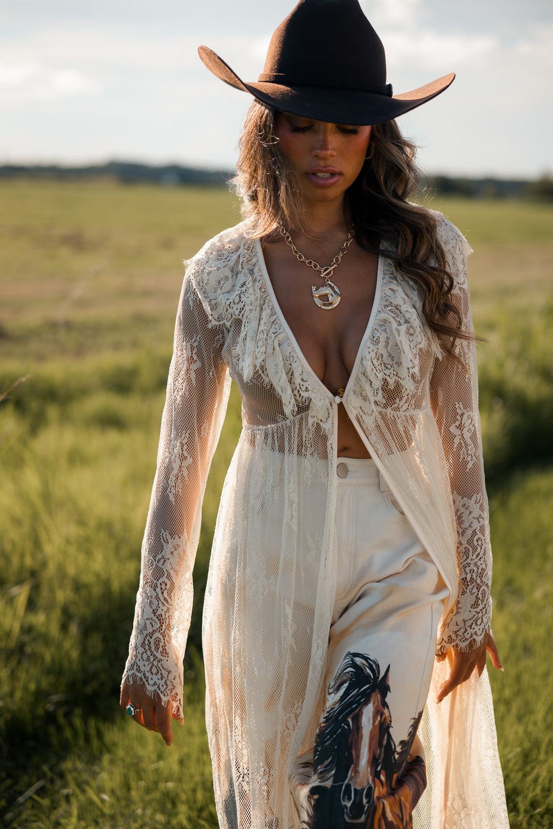 Ivory Lace Duster Top
