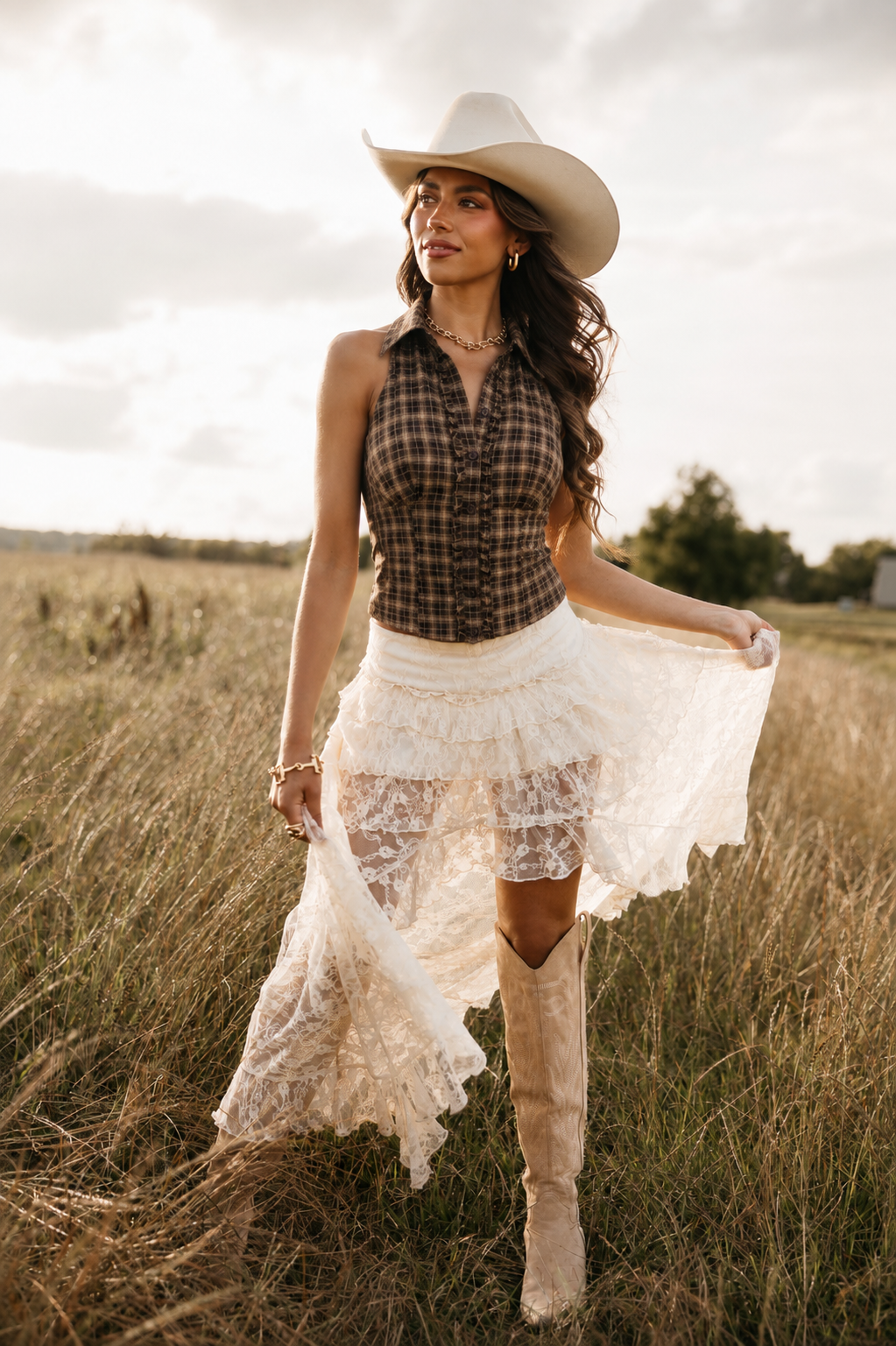Lace Tiered Maxi Skort