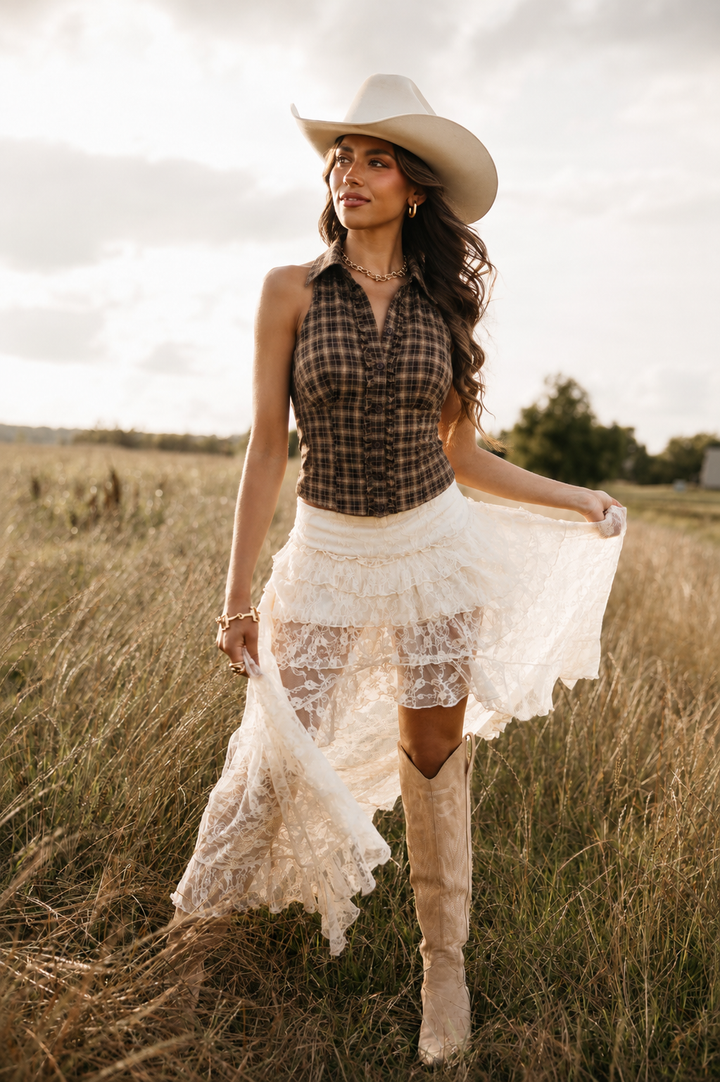 Lace Tiered Maxi Skort