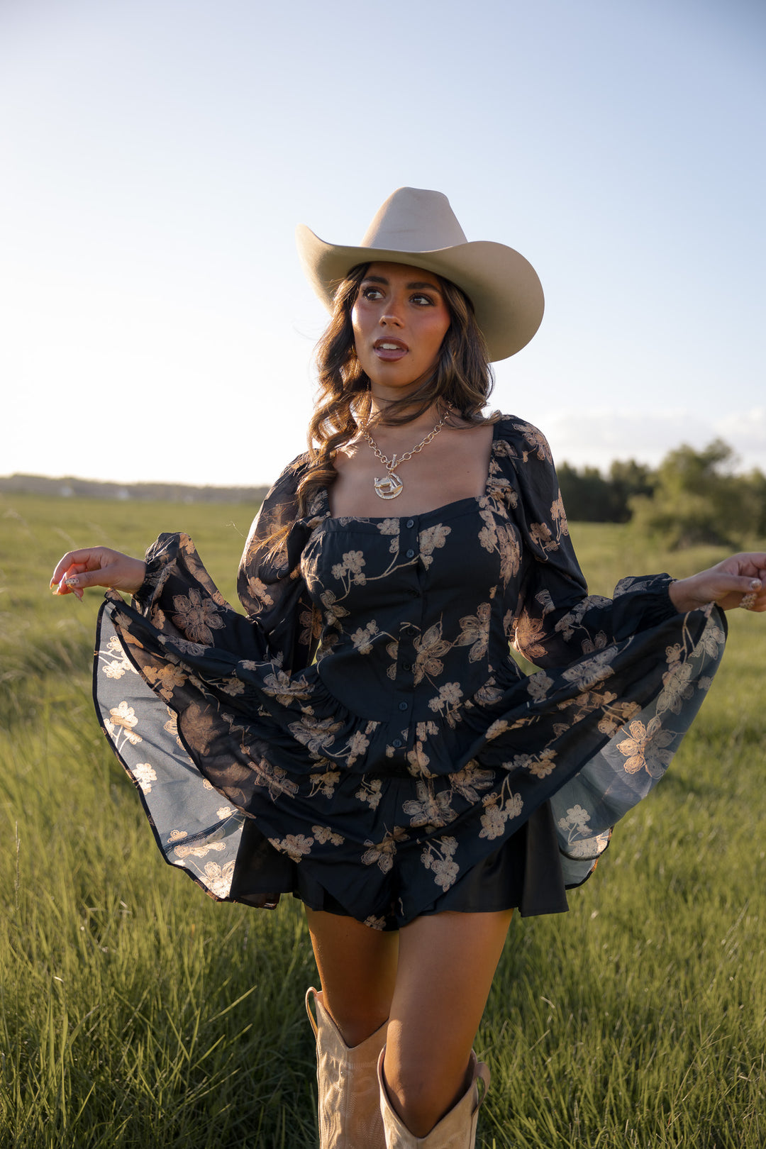 Black Floral Corset Romper PRE ORDER 9/25