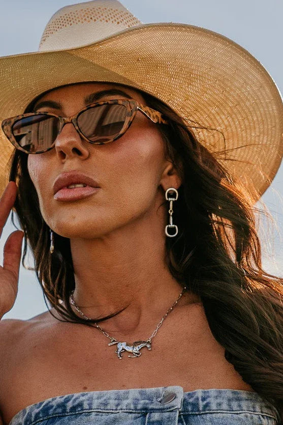 Silver Horsebit Drop Earrings
