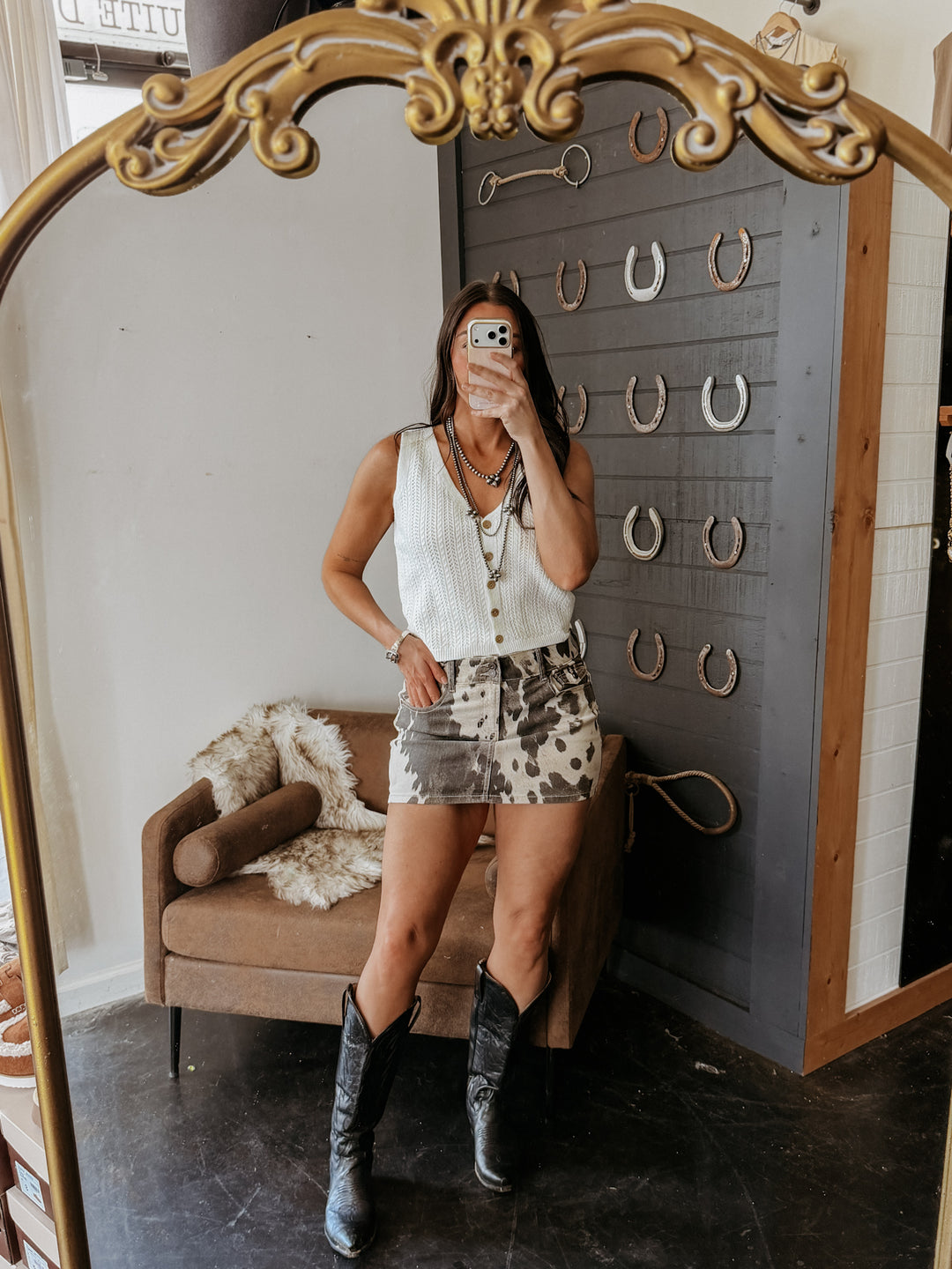 Off White Coastal Knit Button Tank