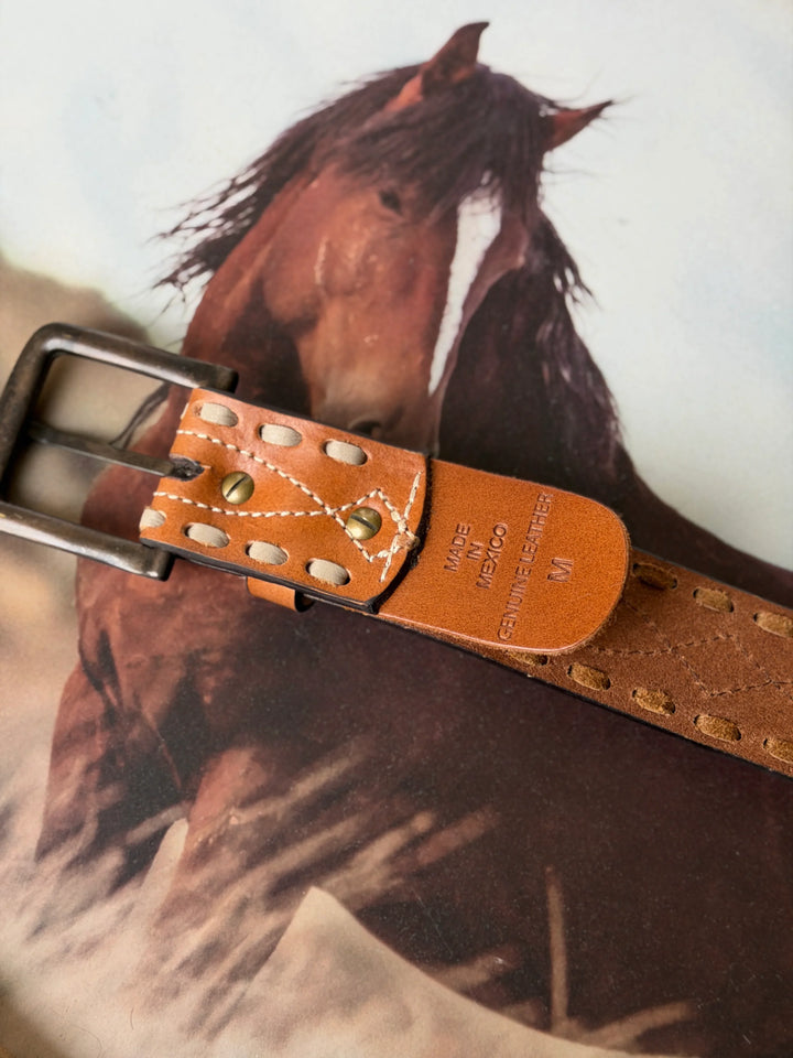 Western &amp; Co. Classic Buck Stitch Belt - Saddle