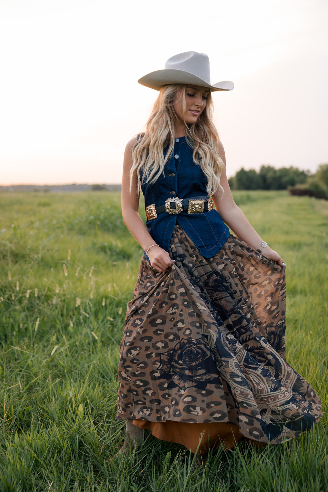 Leopard &amp; Horseshoe Maxi Skirt