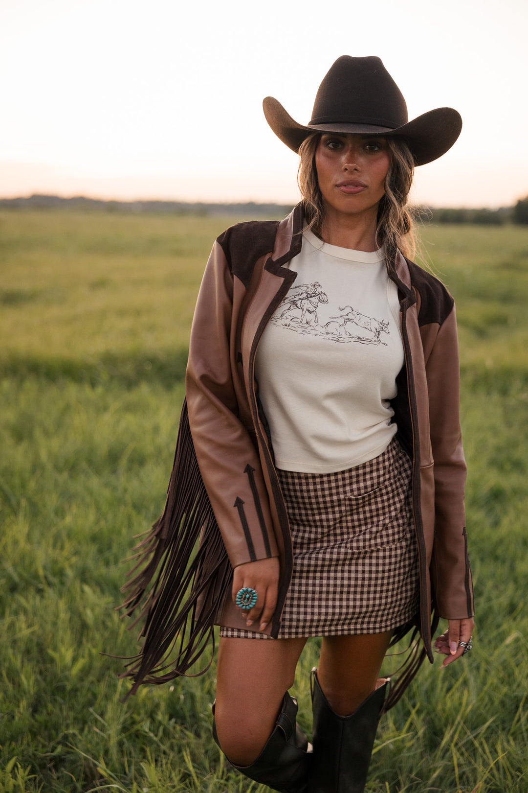 Double Down Longline Blazer - Brown Leather