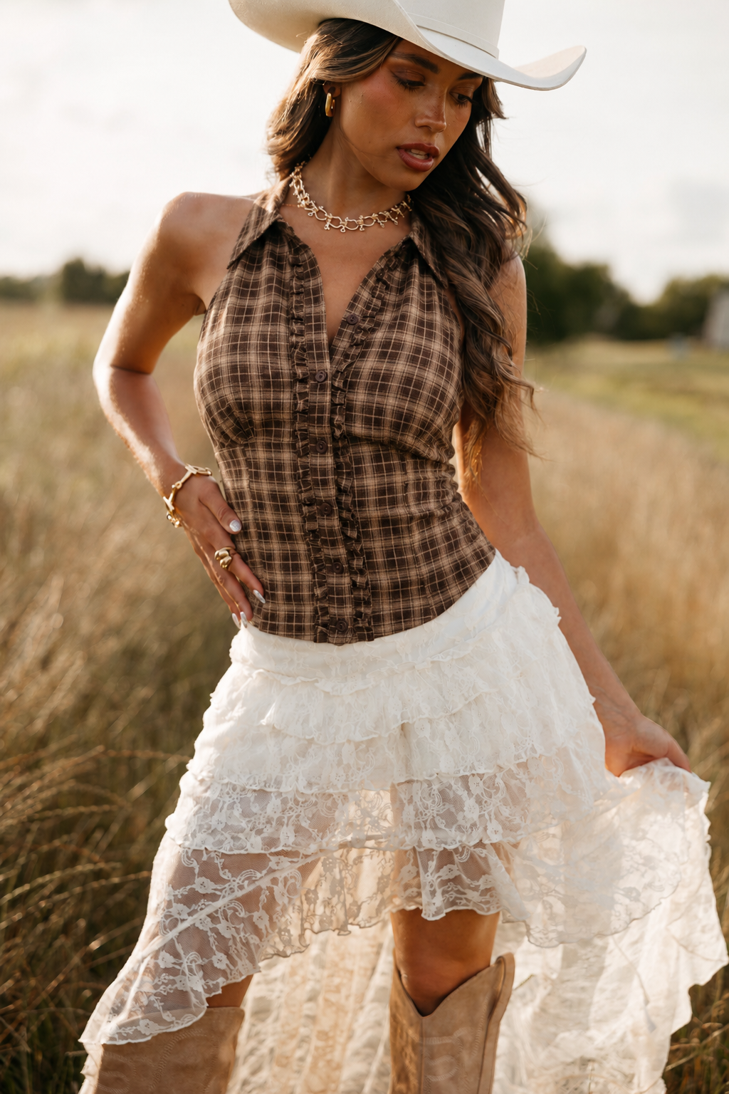 Lace Tiered Maxi Skort