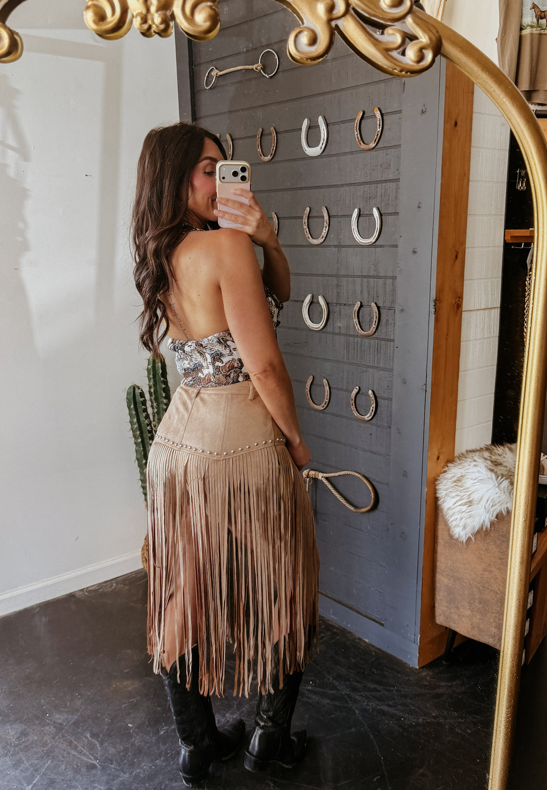 County Line Fringe Shorts - Tan