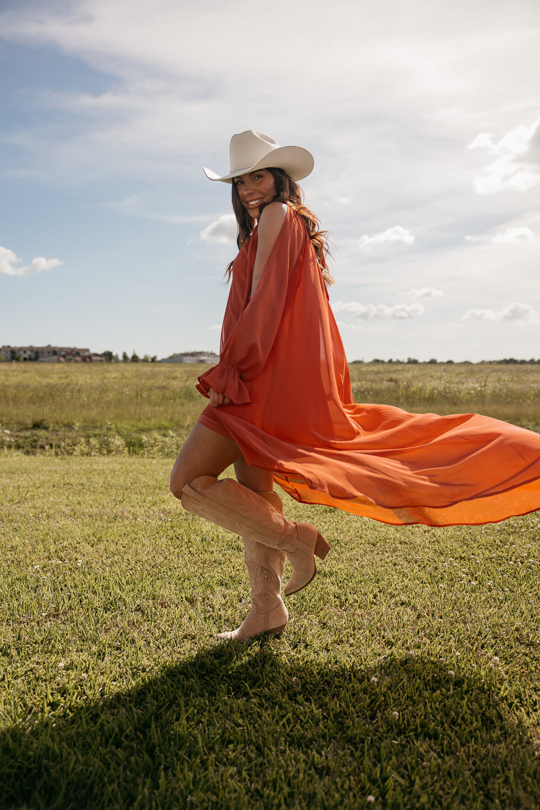 Rust High Low Halter Dress