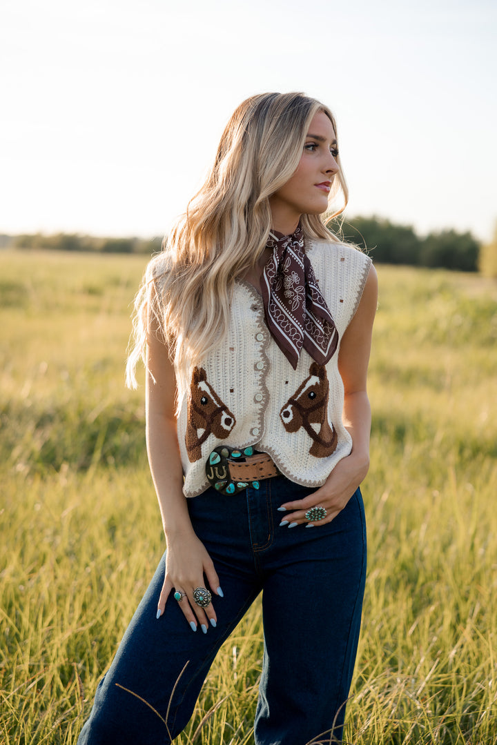Horse Patch Sweater Vest