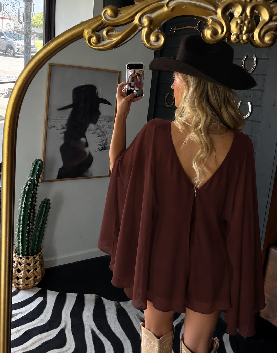 Brown Cape Chiffon Romper PRE ORDER 10/30