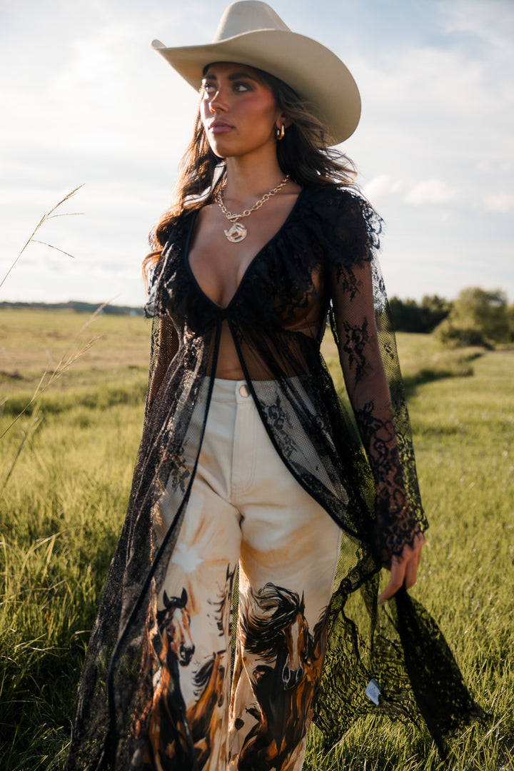 Black Lace Duster Top