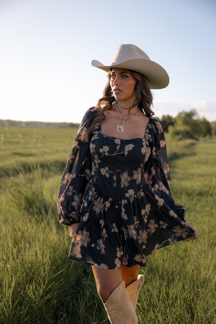 Black Floral Corset Romper PRE ORDER 9/25